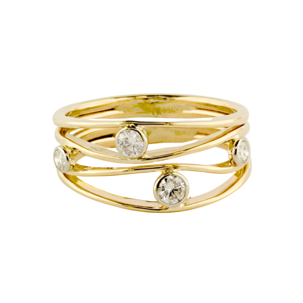 4 Diamond Riverstones Ring