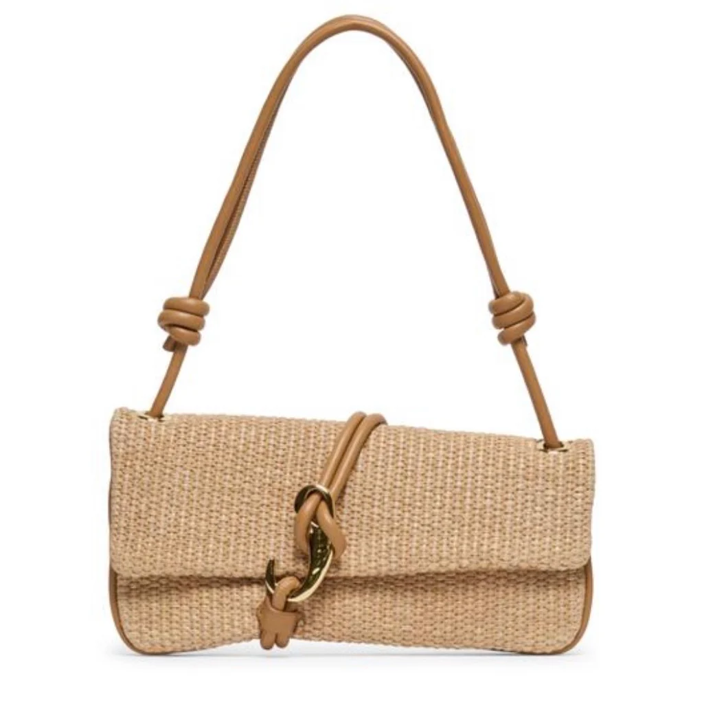 Alice Raffia Baguette - Tan