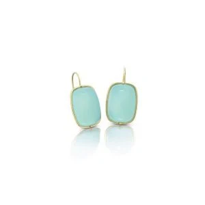 Aqua Chalcedony Hanging Earrings 16x12mm