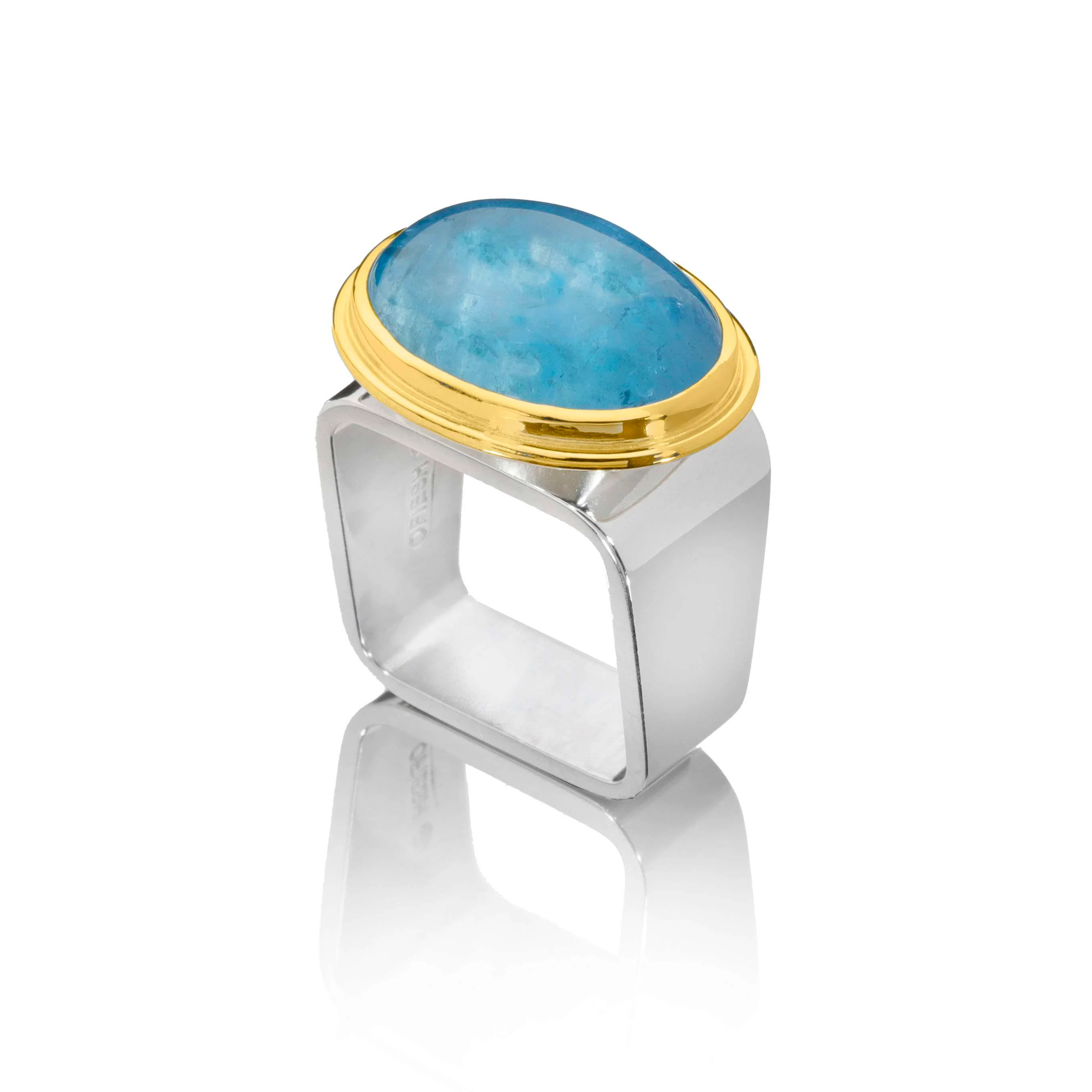 Aquamarine Square Ring 16x12mm
