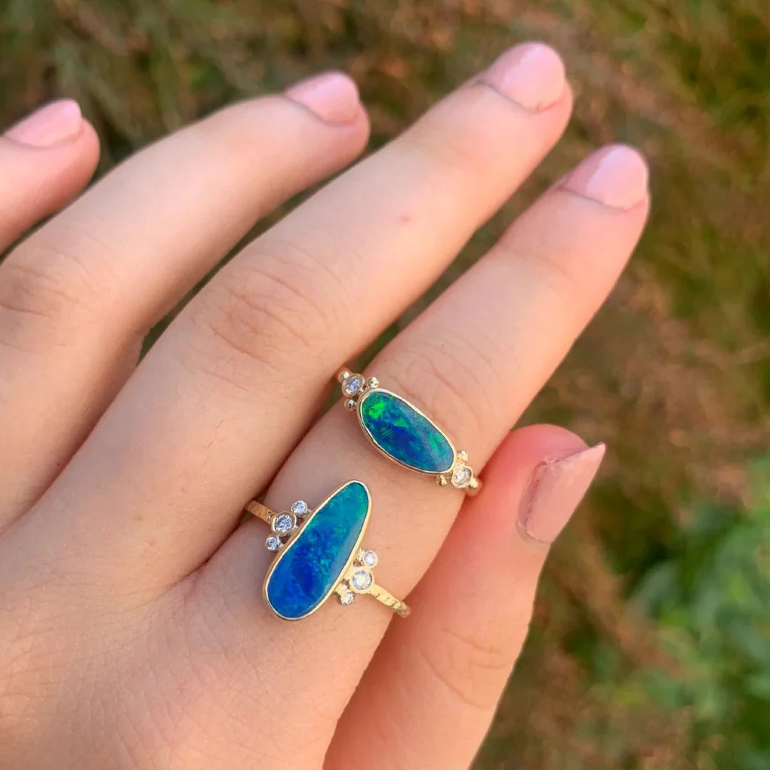 Australian Opal with Diamonds Ring - Image 4