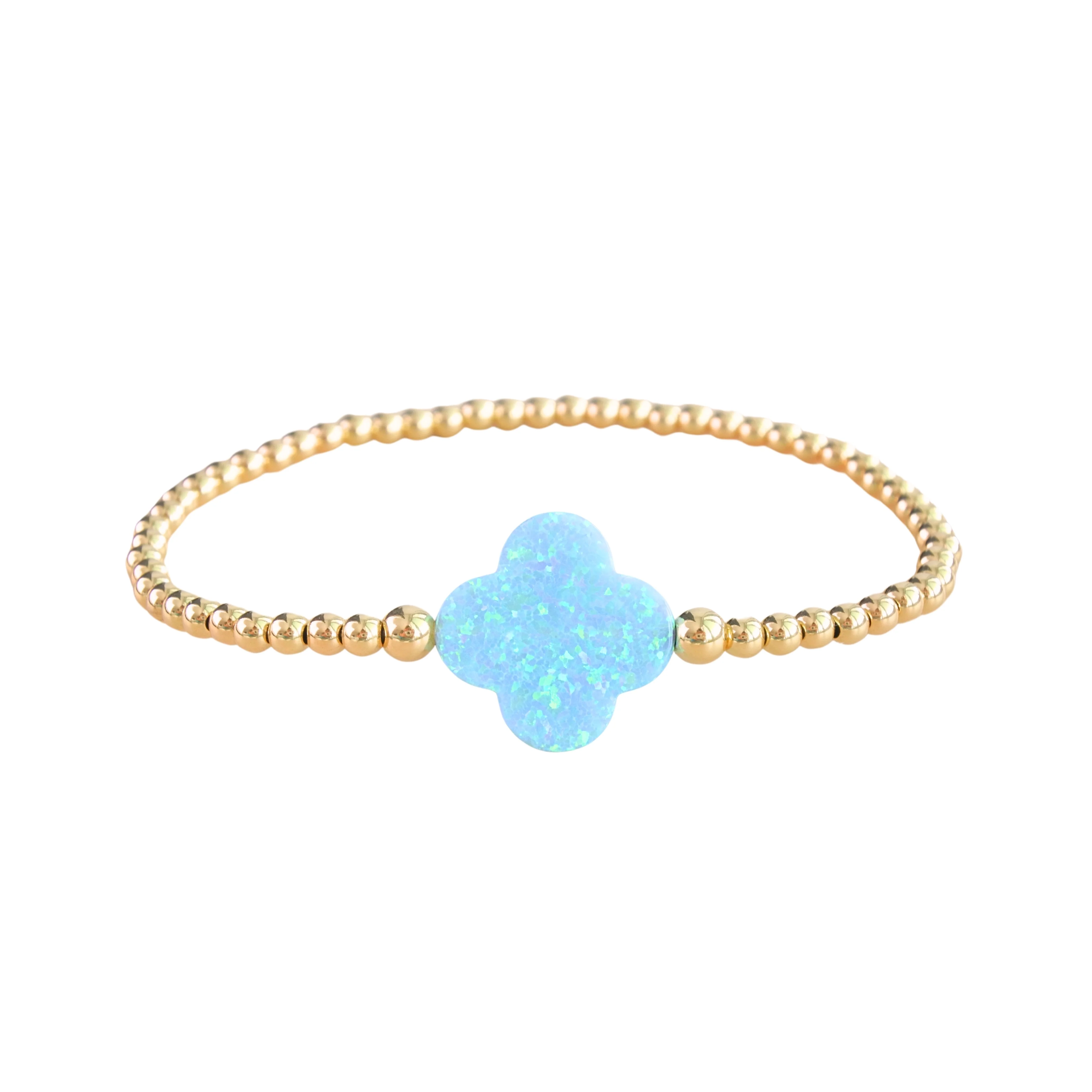 Aqua Opalite Clover Bracelet