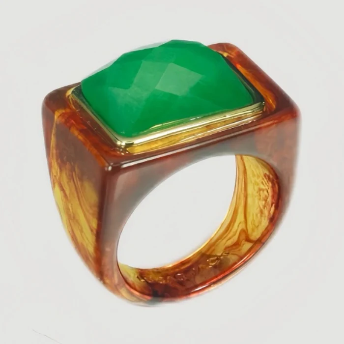Block Ring - Firestone w/ Green Quartz - Image 2
