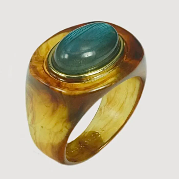 Block Ring - Tortoise Shell w/ Labradorite - Image 2