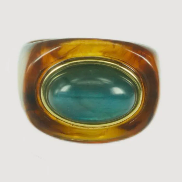 Block Ring - Tortoise Shell w/ Labradorite - Image 3