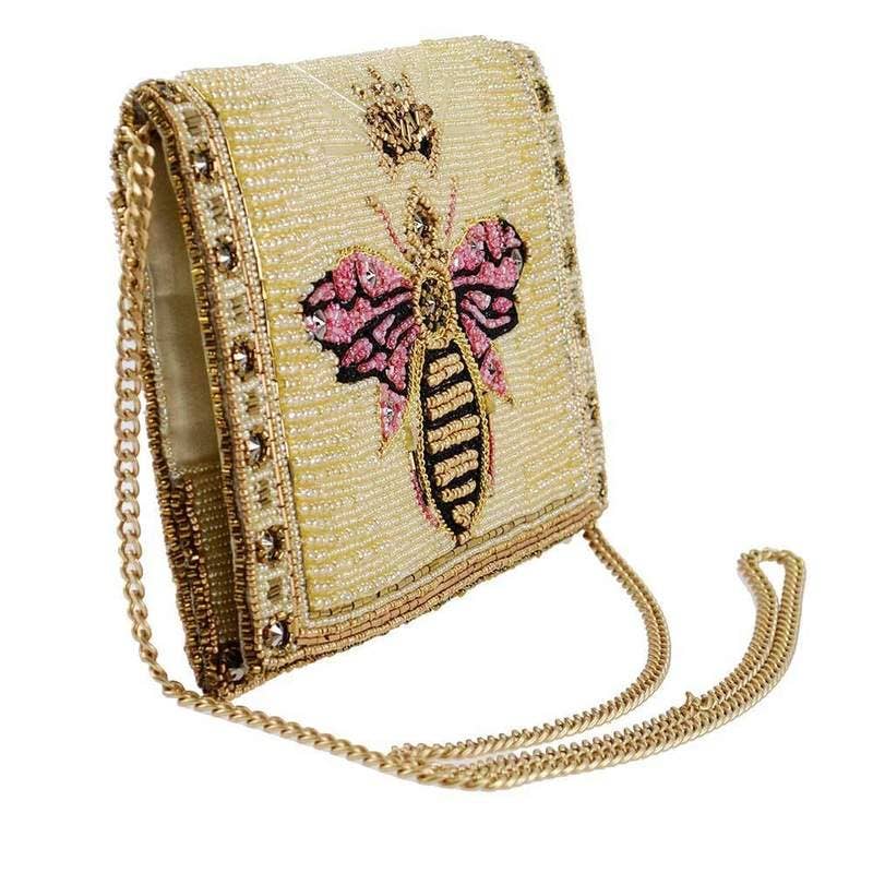 Buzzed Beaded bee with crown Crossbody Clutch Handbag - Image 3