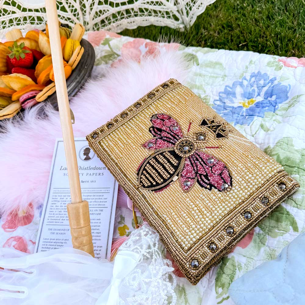 Buzzed Beaded bee with crown Crossbody Clutch Handbag - Image 6