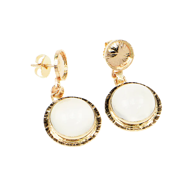 Catseye Moonstone Cabochon Earrings