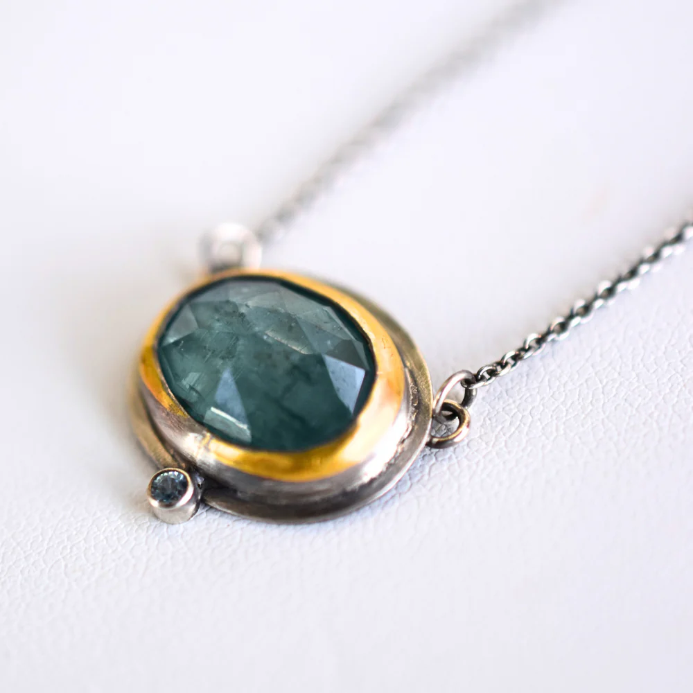 Crescent Rim Necklace ~ Sky Blue Kyanite - Image 2