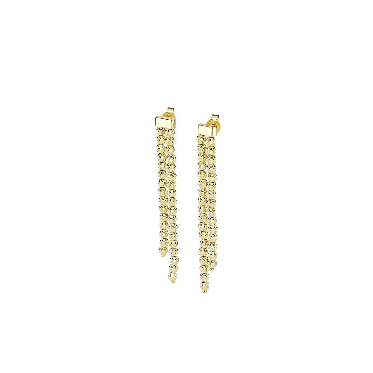 Crystal Drop 2 Row Earrings - Gold