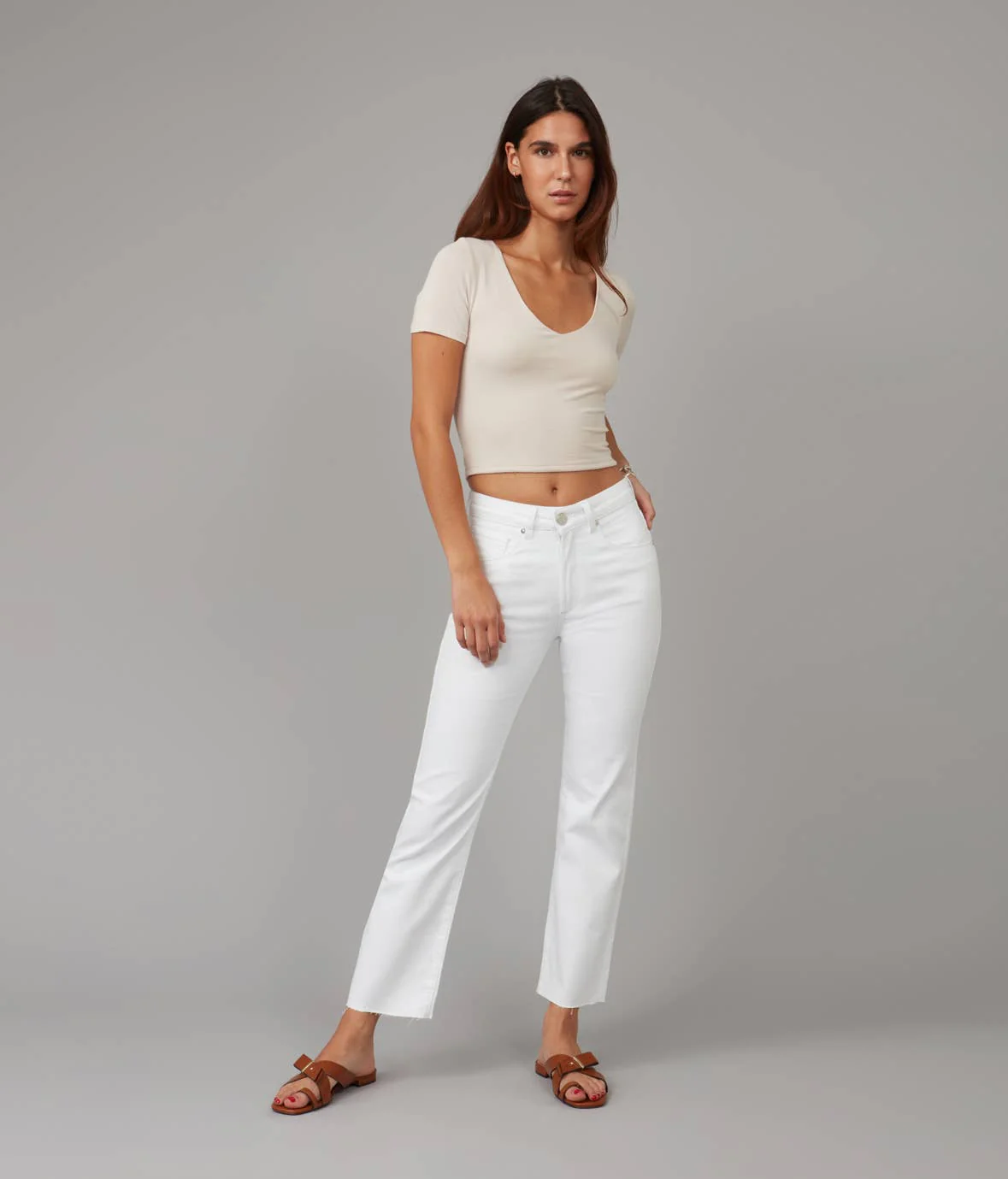 DENVER-White High Rise Straight Jeans 28" Inseam - Image 5