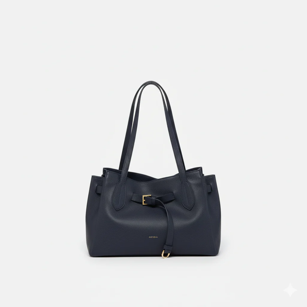 Doll Leather Top Handle Bag - Navy