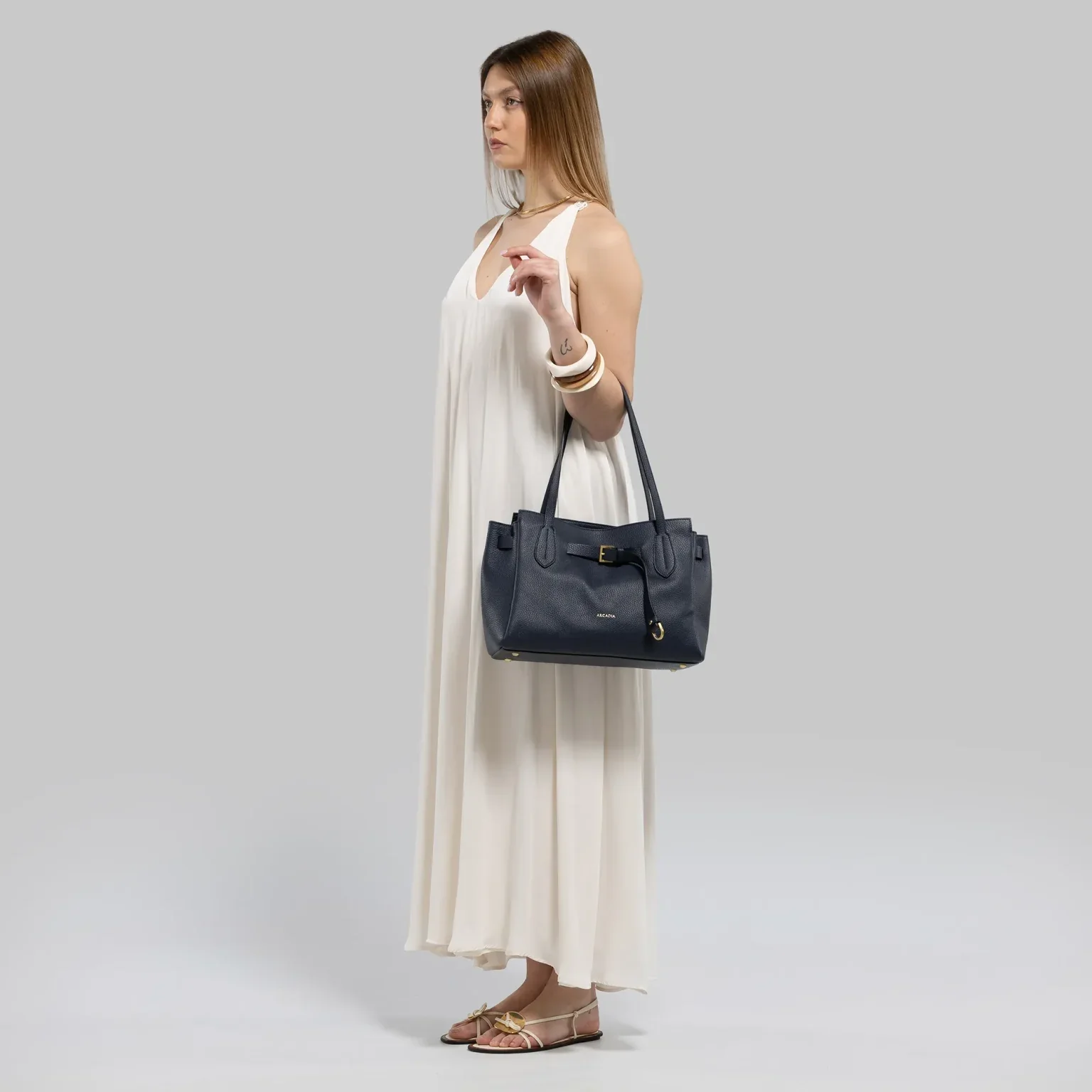 Doll Leather Top Handle Bag - Navy - Image 6