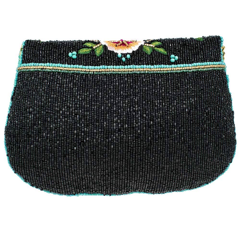 Dream Chaser Black Beaded Butterfly Crossbody Clutch Handbag - Image 3