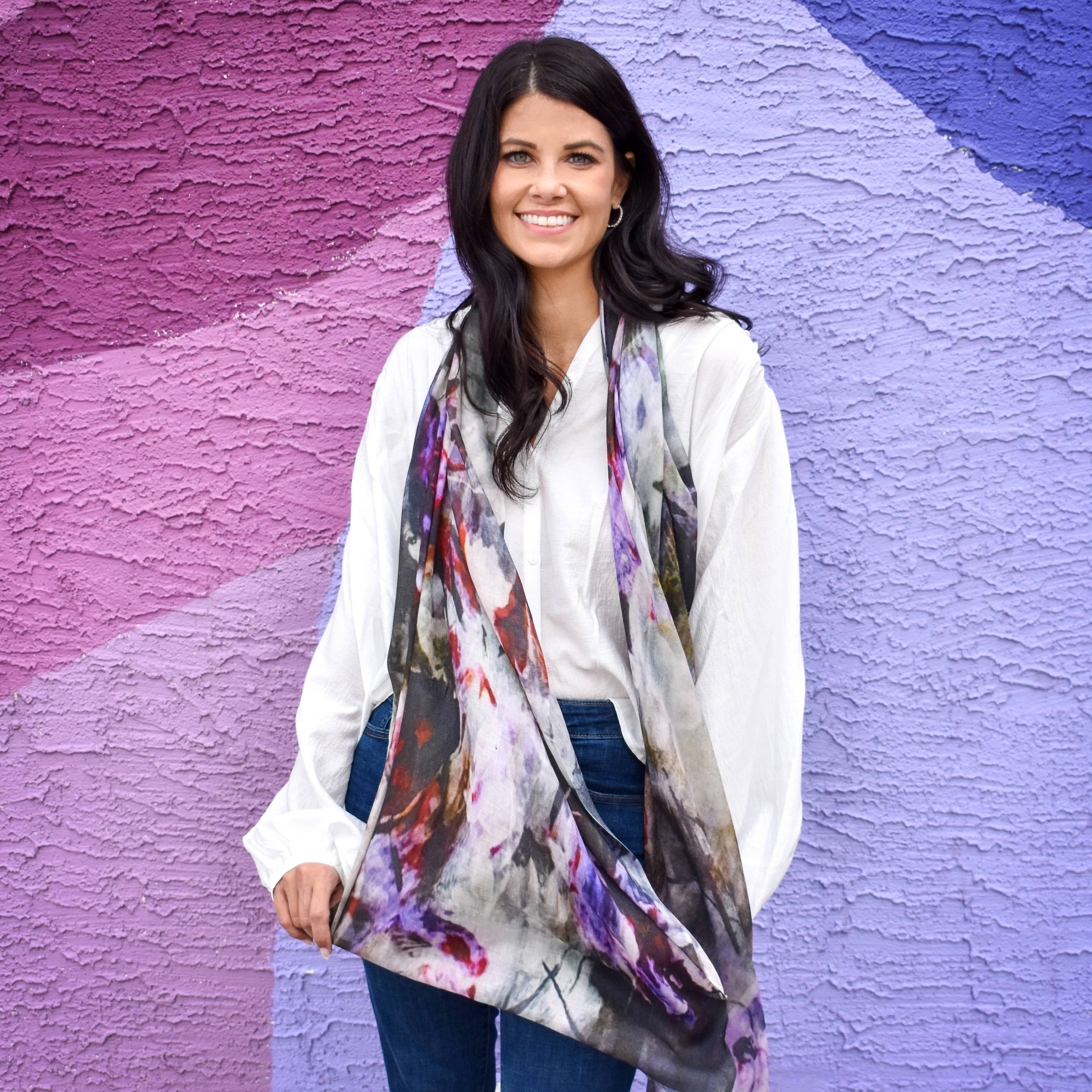 Edgewood Watercolor Floral Scarf - Image 2