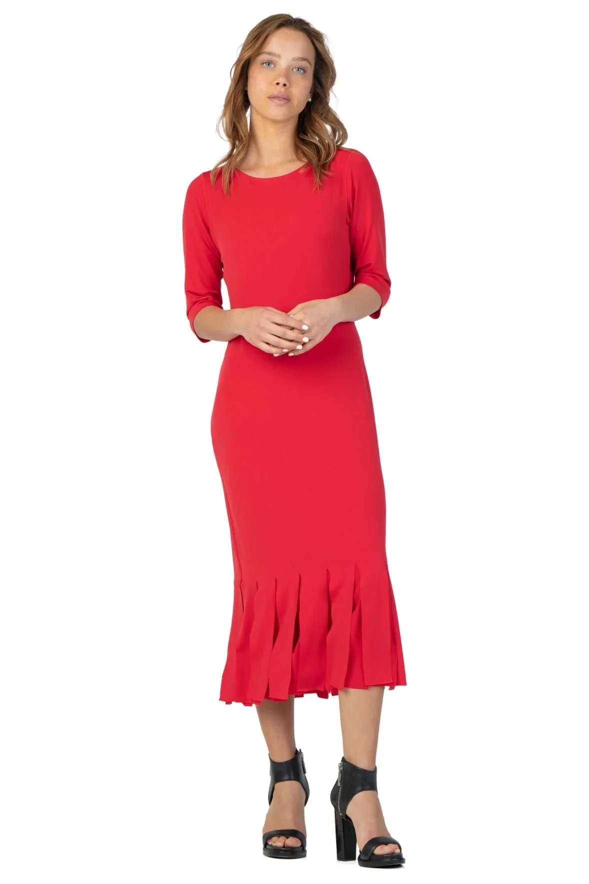 Elbow Sleeve New Finge Dress - Poppy