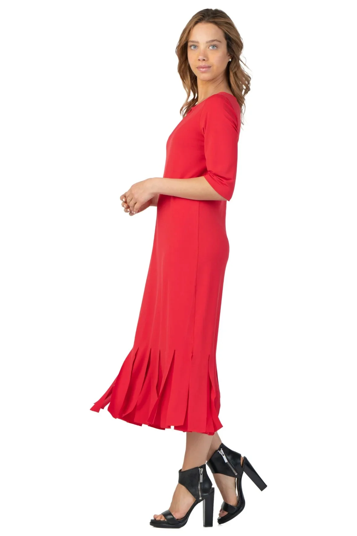 Elbow Sleeve New Finge Dress - Poppy - Image 2