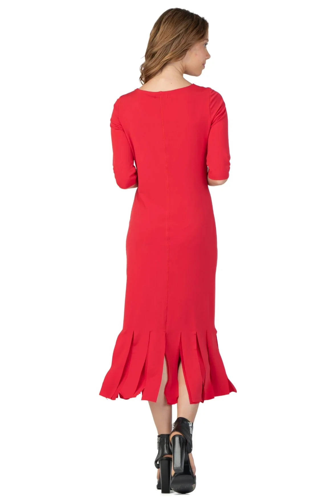 Elbow Sleeve New Finge Dress - Poppy - Image 3