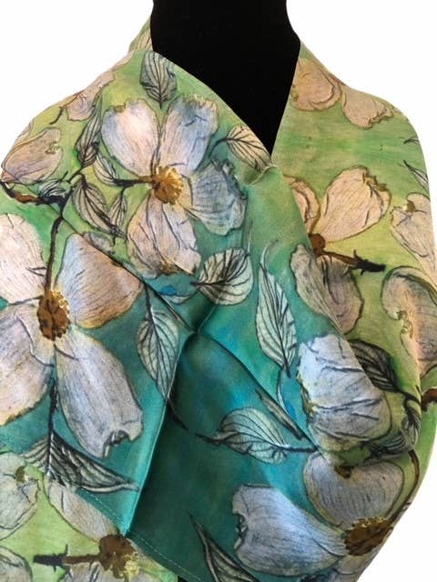 Elegant Dogwood Silk Scarf