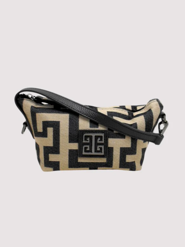 ERIETTA – CLASSIC Pattern – Beige/Black – EL Strap – Mini Bag