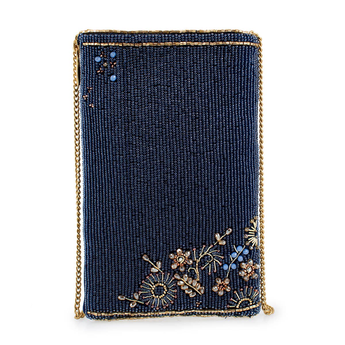Fairy Dust and Floral Blue Beaded Crossbody Phone Bag - Image 4