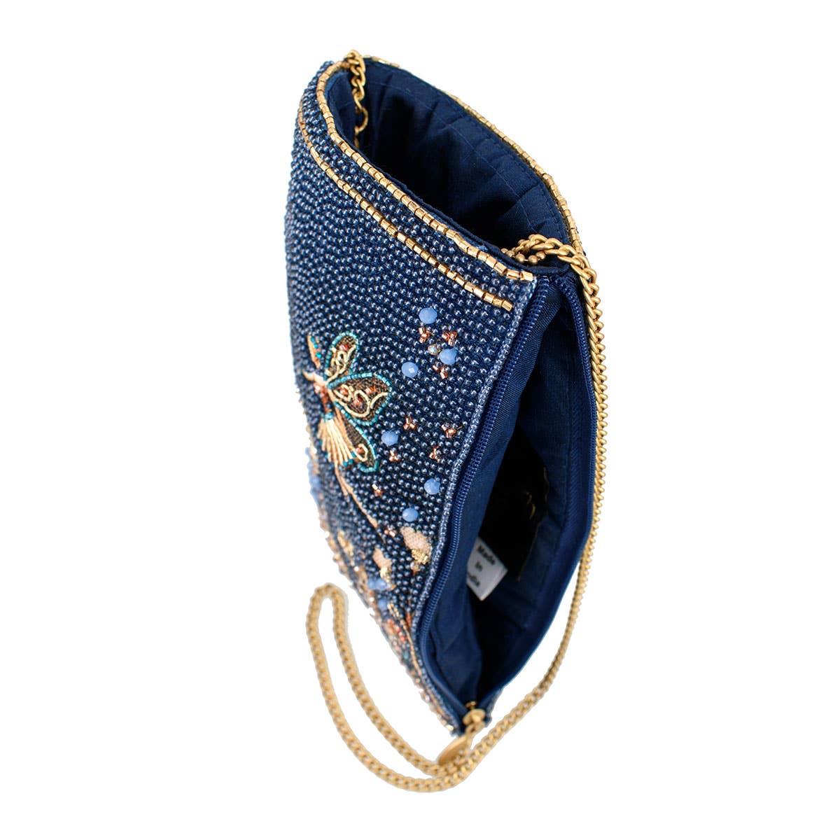 Fairy Dust and Floral Blue Beaded Crossbody Phone Bag - Image 5
