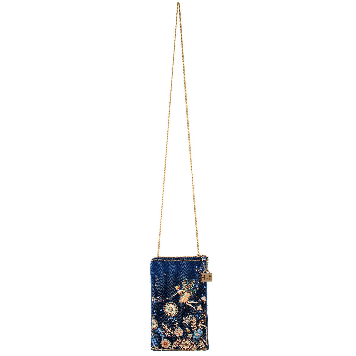 Fairy Dust and Floral Blue Beaded Crossbody Phone Bag - Image 6