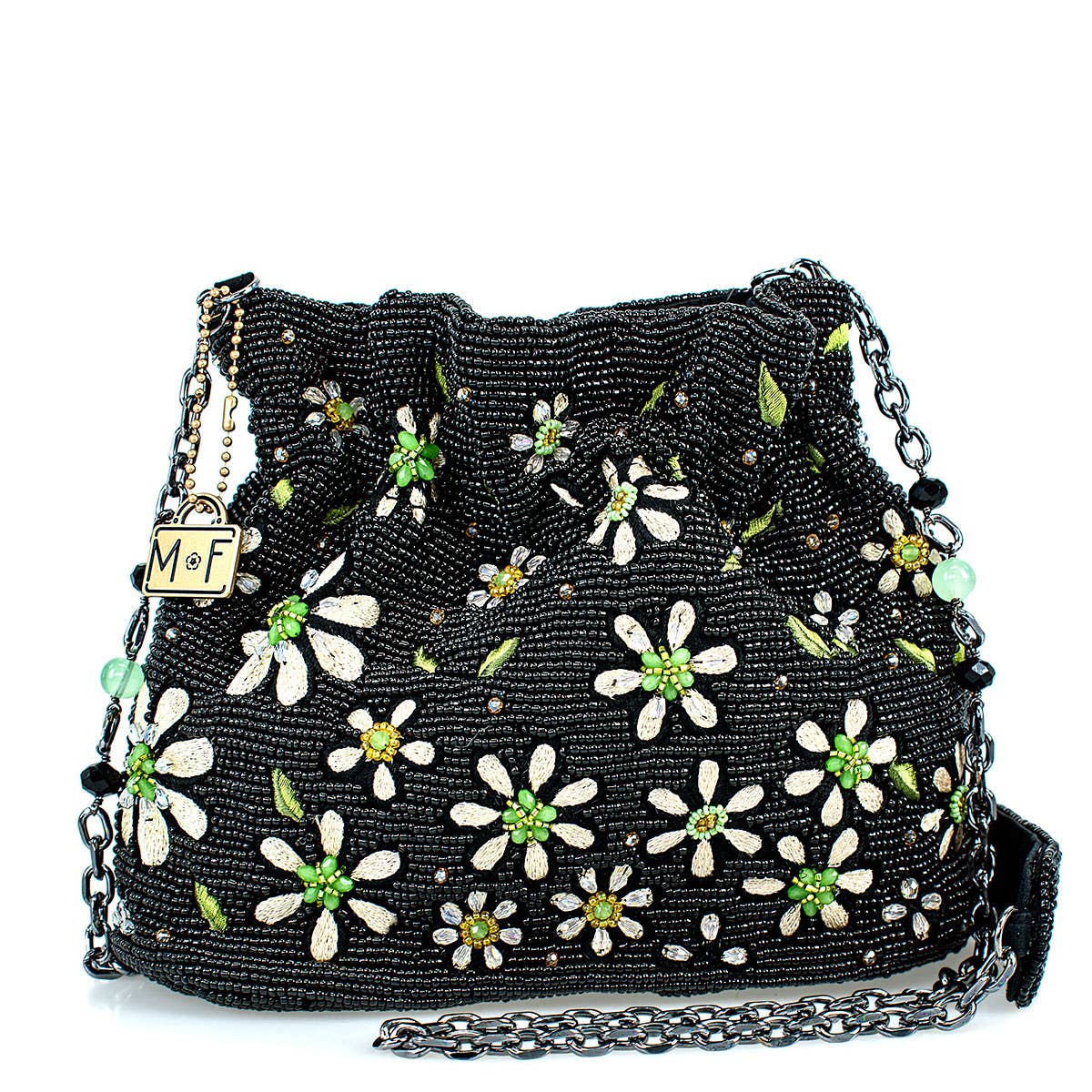 Fancy Free Beaded and Embroidered Bucket Crossbody Handbag - Image 2