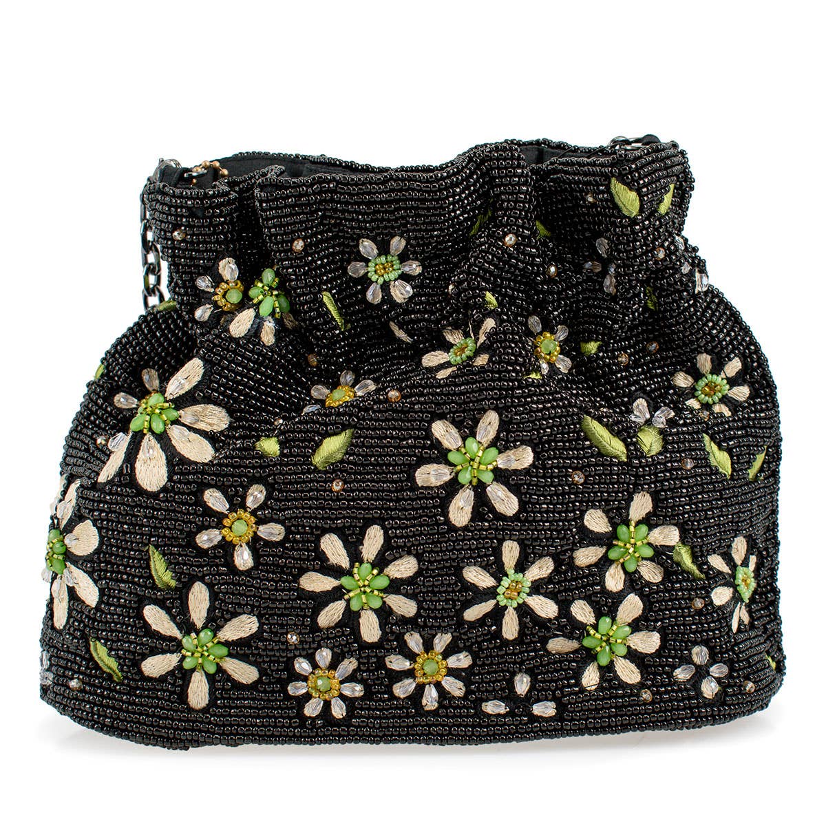Fancy Free Beaded and Embroidered Bucket Crossbody Handbag - Image 3