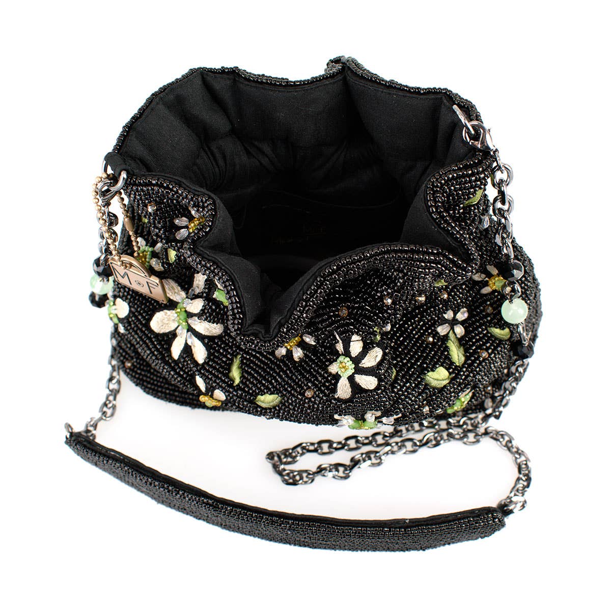 Fancy Free Beaded and Embroidered Bucket Crossbody Handbag - Image 6