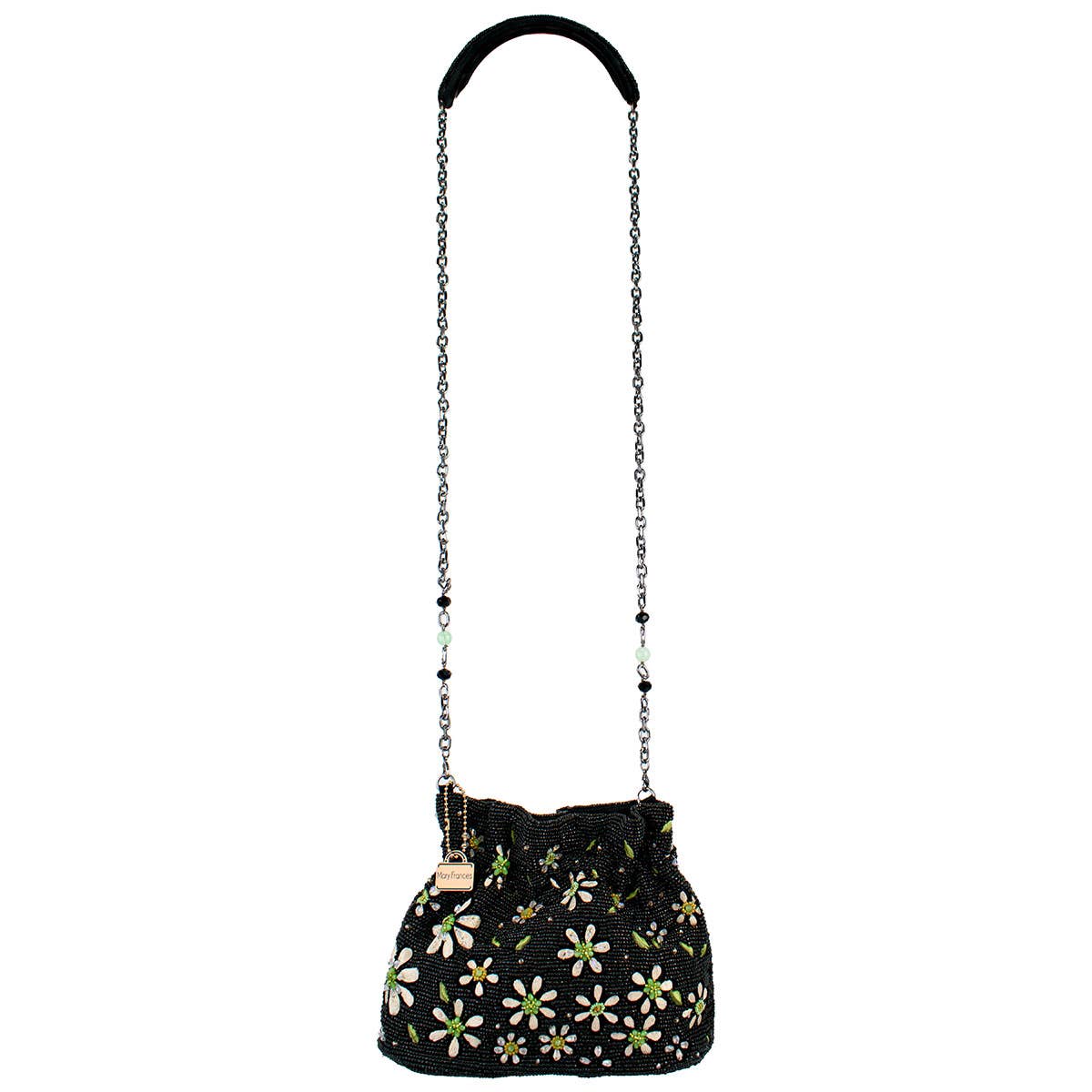 Fancy Free Beaded and Embroidered Bucket Crossbody Handbag - Image 7