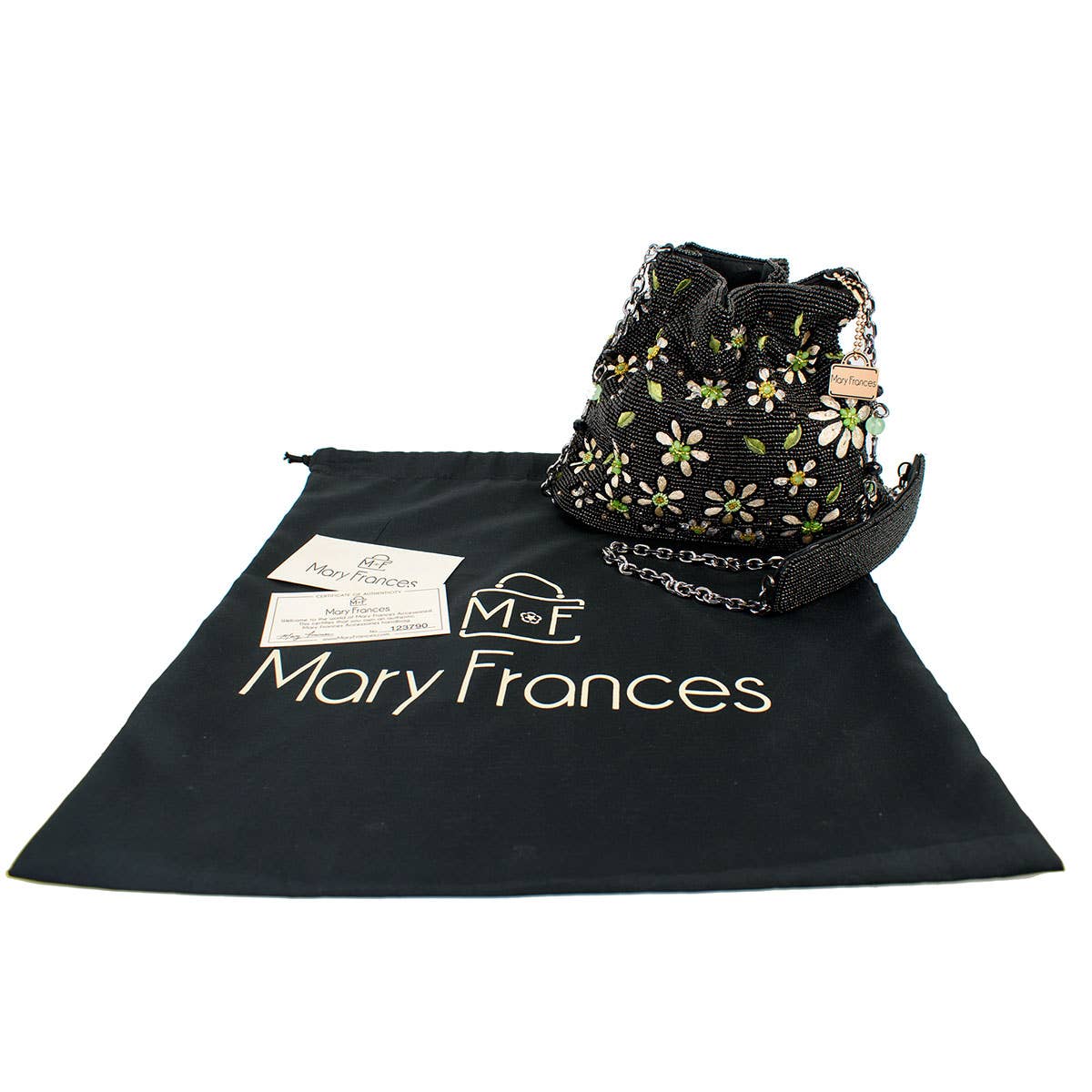 Fancy Free Beaded and Embroidered Bucket Crossbody Handbag - Image 9