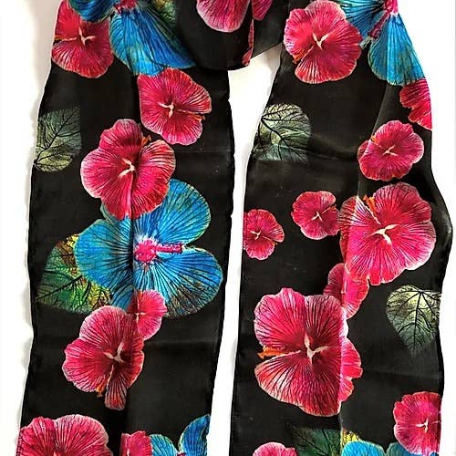 Floating Hibiscus Silk Scarf