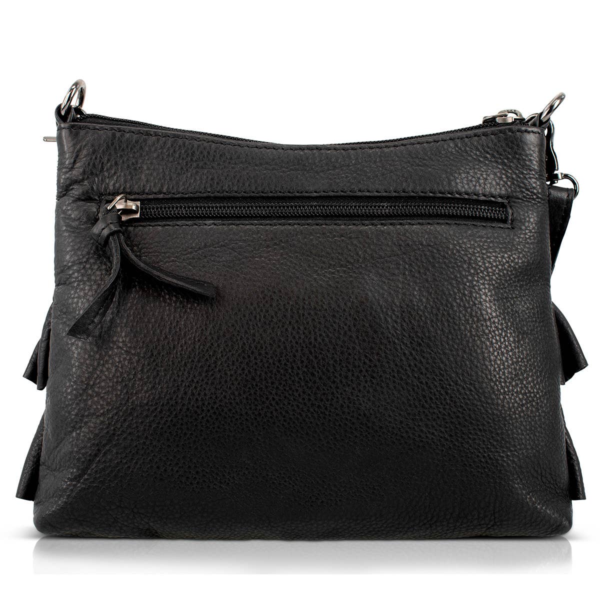 Floral Flair Black Embroidered Ruffle Handbag - Image 4