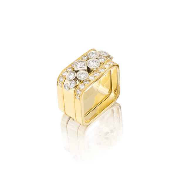 Garland Square Ring .45 with 2 Pave Square Rings
