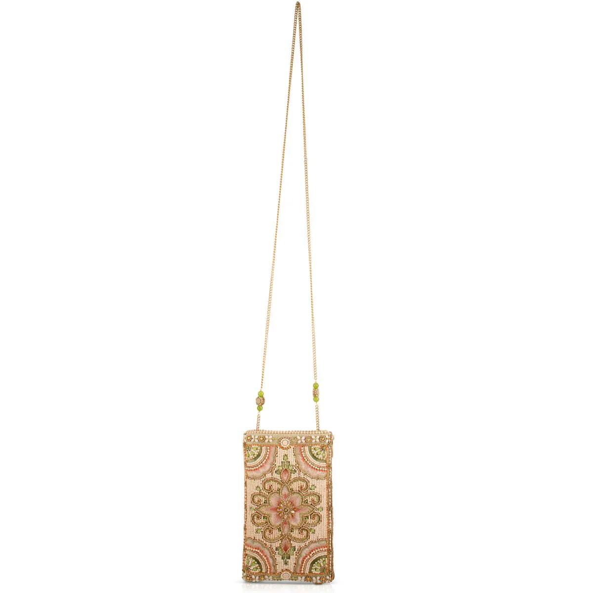 Gentle Touch Pink & Green Floral Beaded Crossbody Phone Bag - Image 5