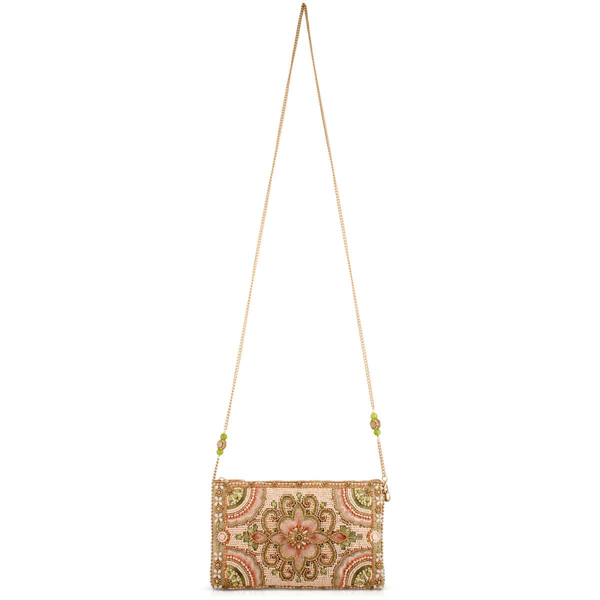 Gentle Touch Pink & Green Floral Beaded Crossbody Phone Bag - Image 6