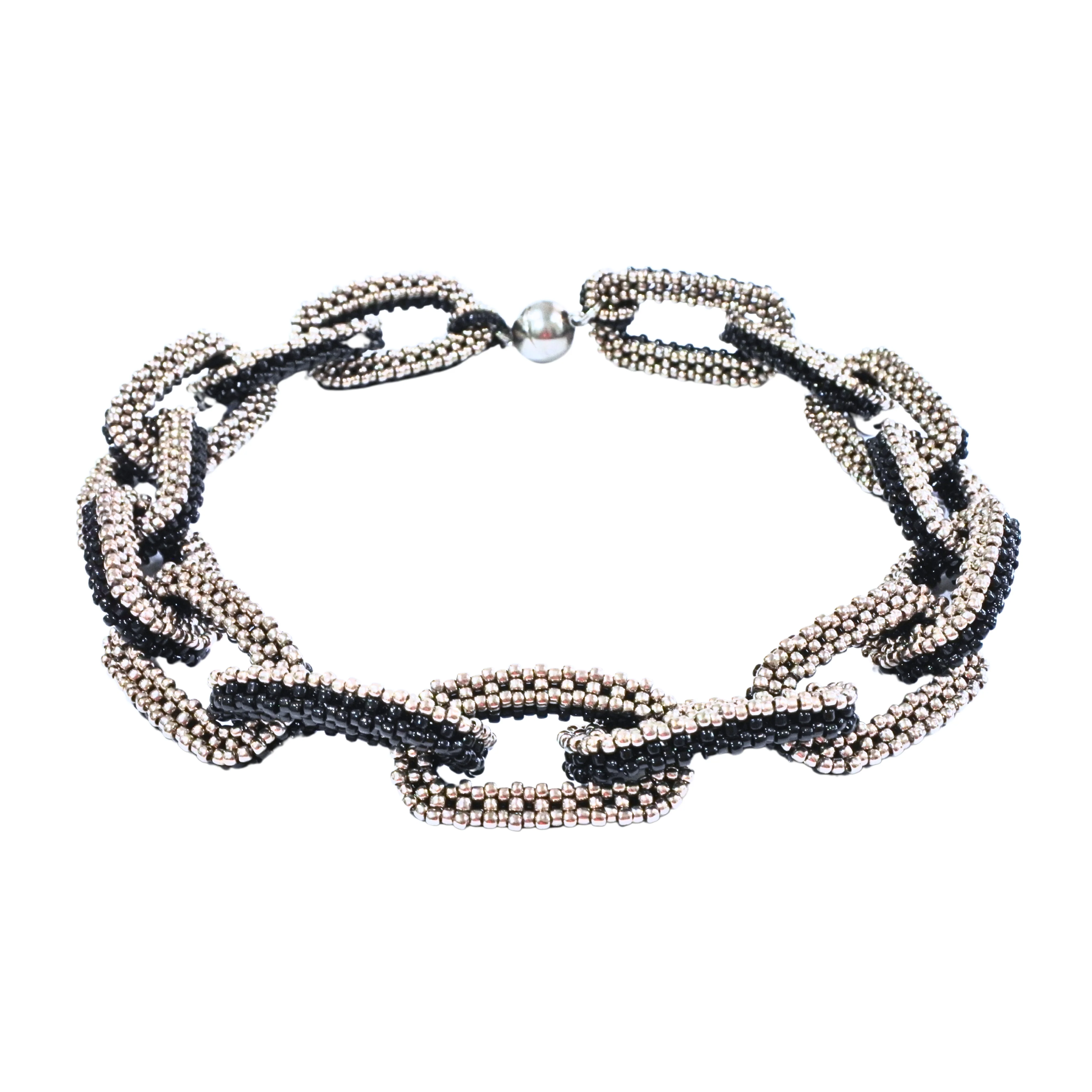 Chain Link Collar- Silver/Black - Image 2