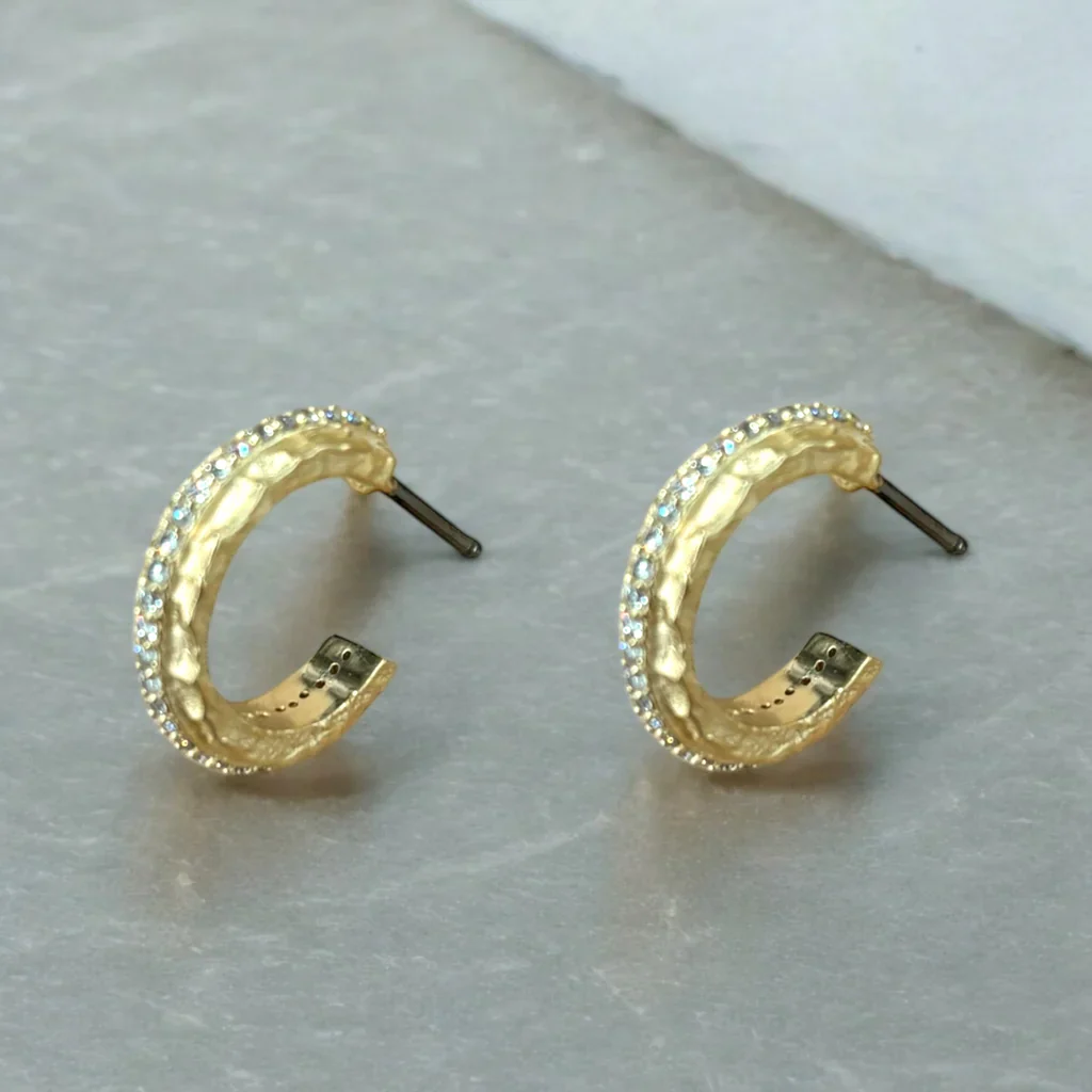 Gold Mini Egy Crystal Hoops - Image 2