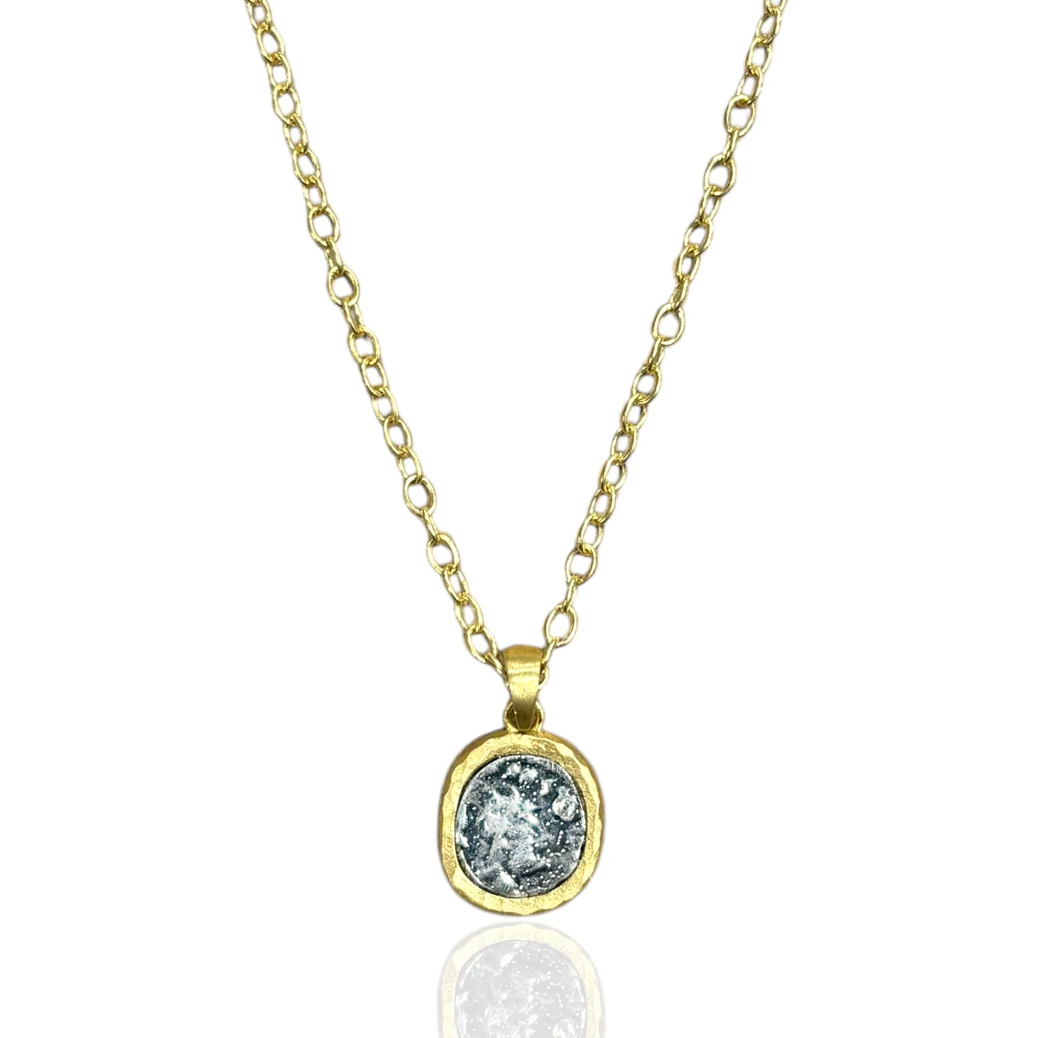 Gold Pavia Coin Frame Necklace