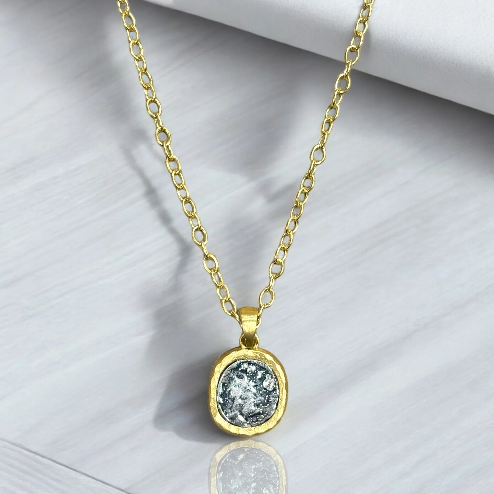 Gold Pavia Coin Frame Necklace - Image 2