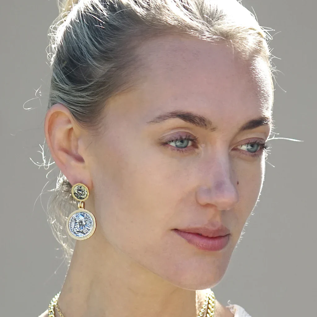 Gold Vigo Coin Earrings - Image 2