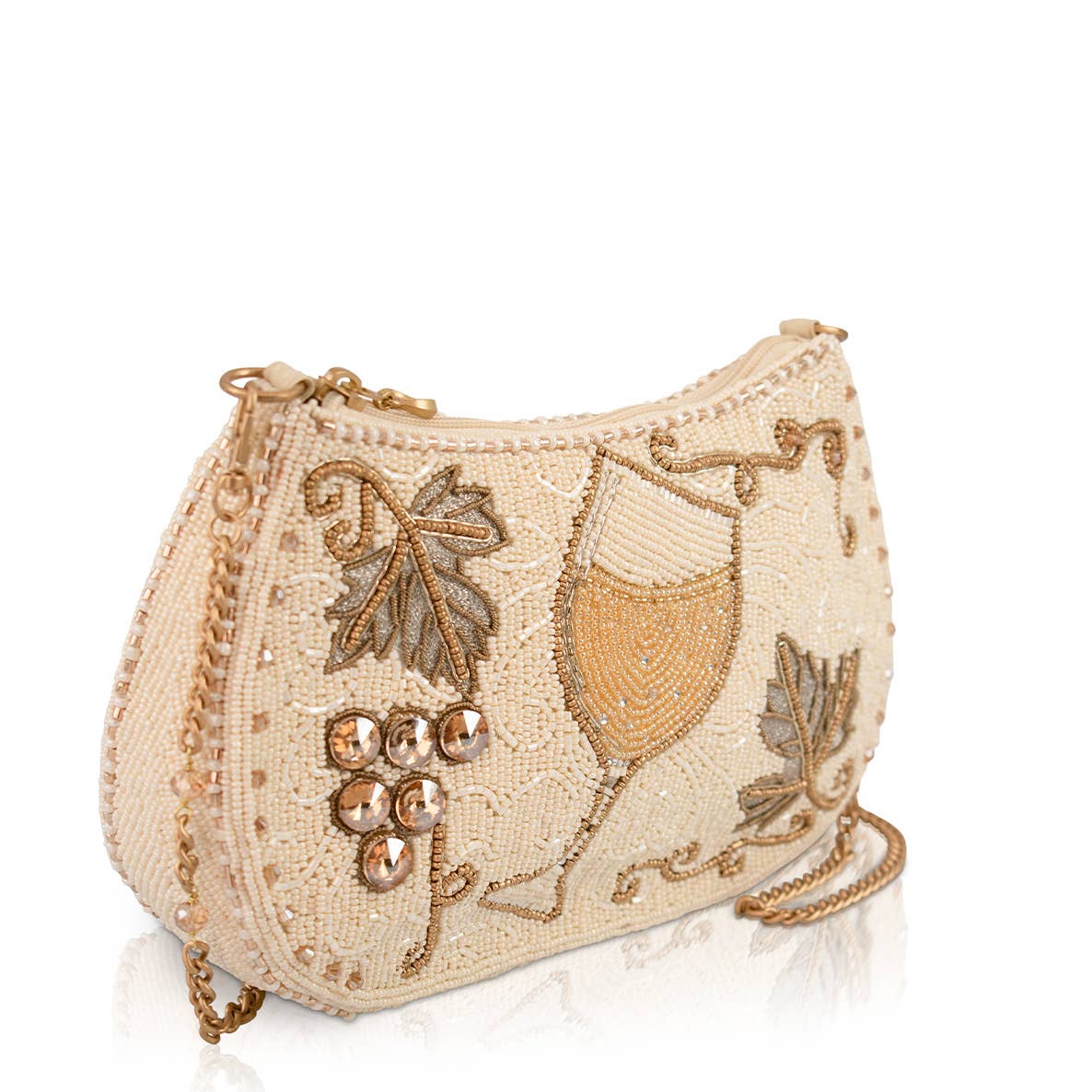 Grape Escape Wine Glass and Grapes Beaded Crossbody Handbag - Image 2