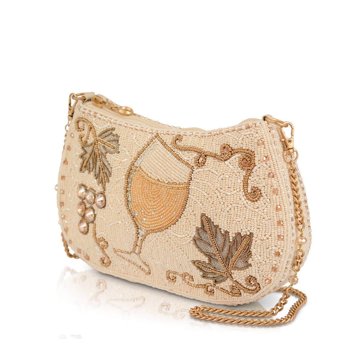 Grape Escape Wine Glass and Grapes Beaded Crossbody Handbag - Image 3