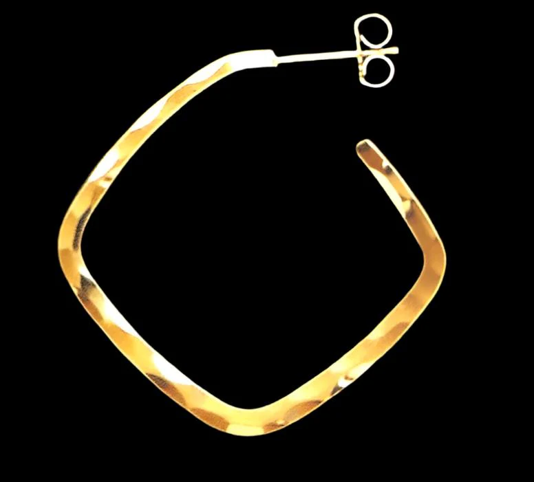 Hammered Square Hoops - Small - Image 3