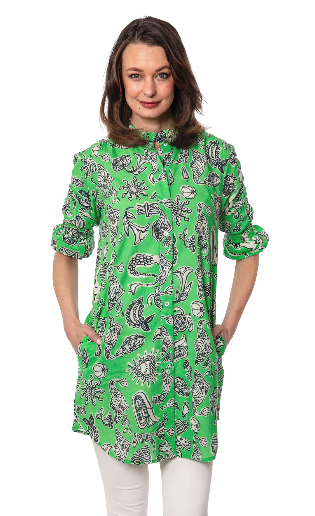 Hampton Shirt Dress - Green Whimsy - Image 2