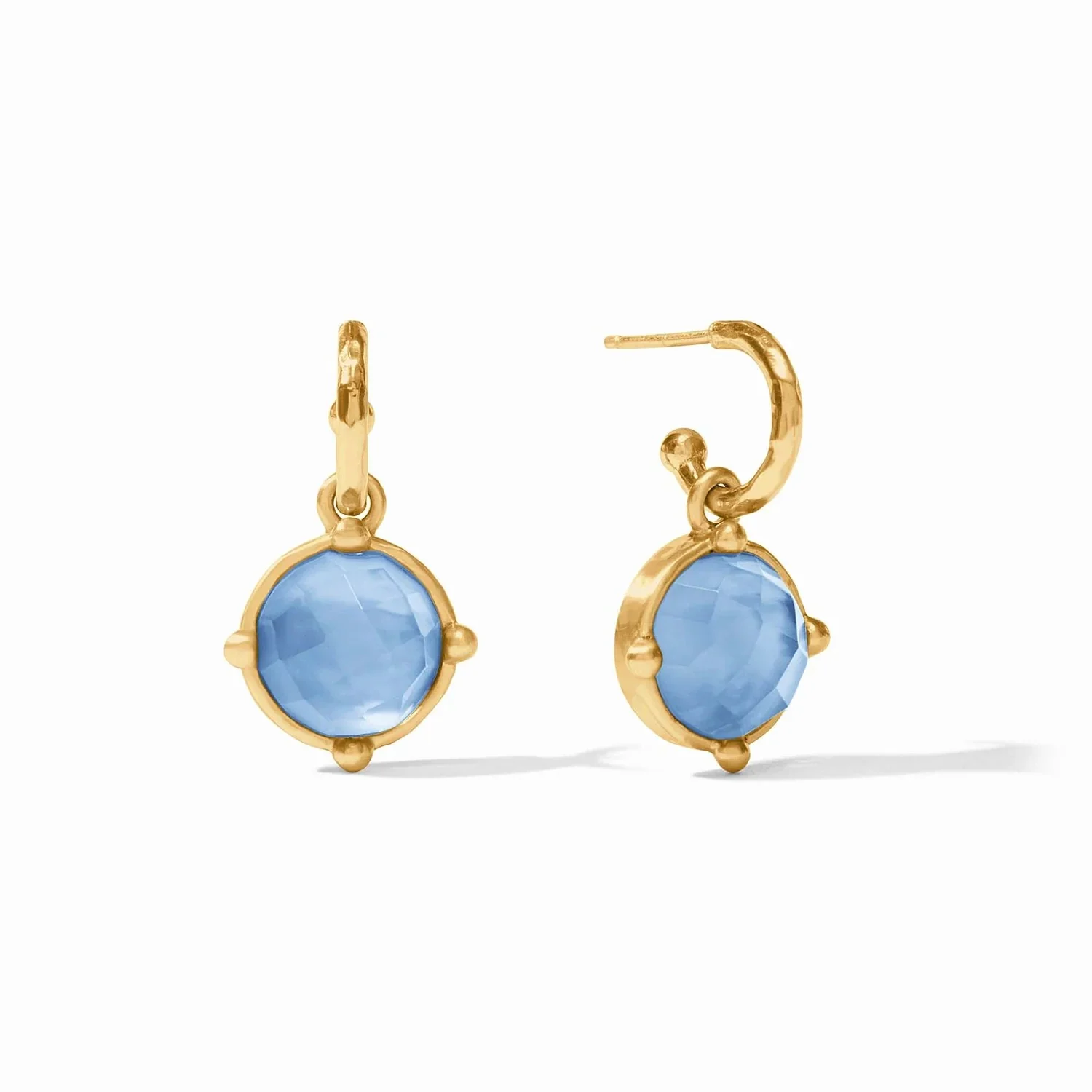 Honey Bee Hoop & Charm Earrings - Chalcedony Blue