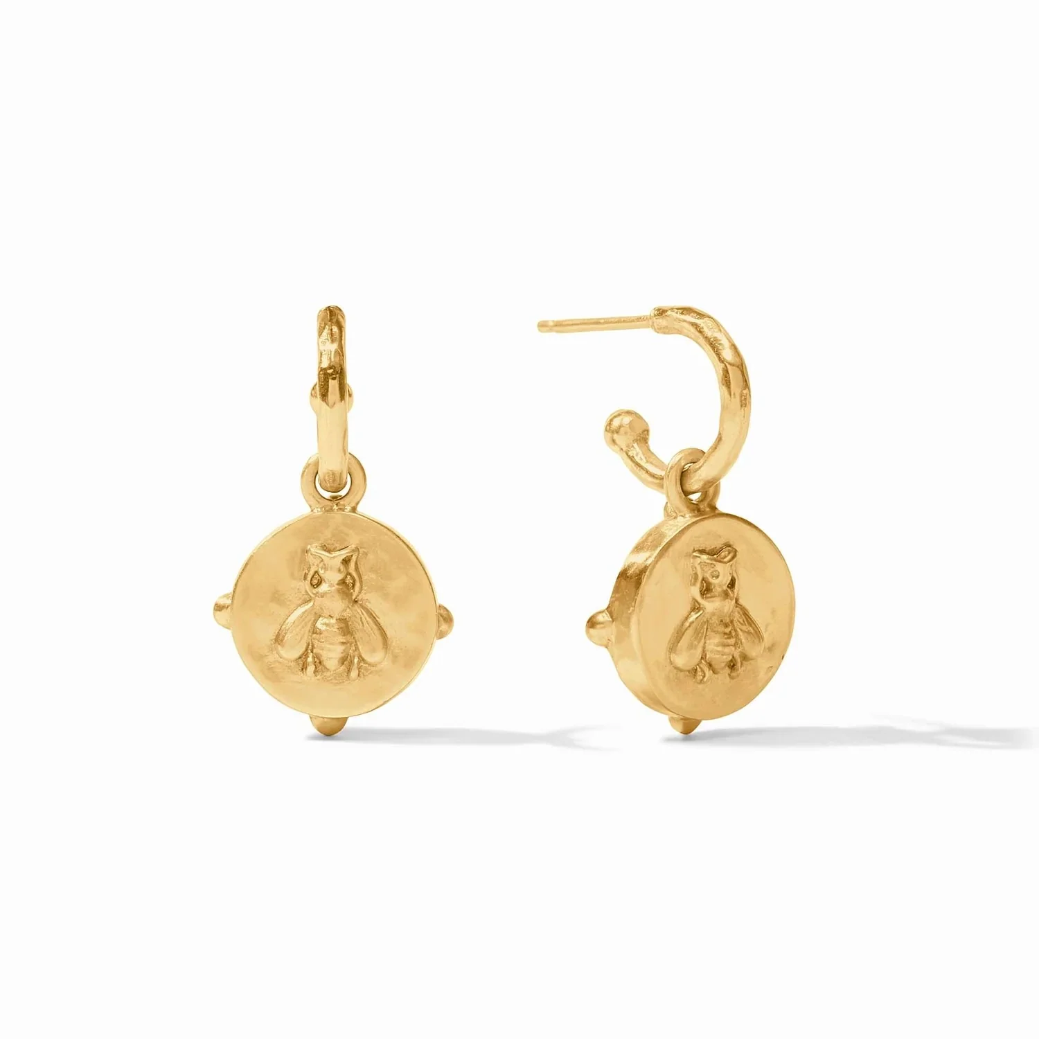 Honey Bee Hoop & Charm Earrings - Chalcedony Blue - Image 2