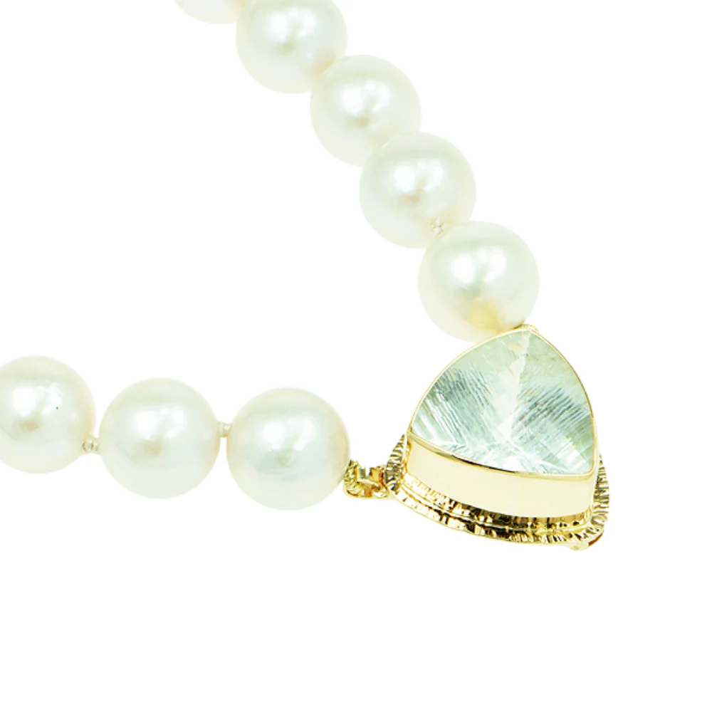 Ice Aquamarine Millennium-cut Faceted and Freshwater Pearl Necklace - Image 2