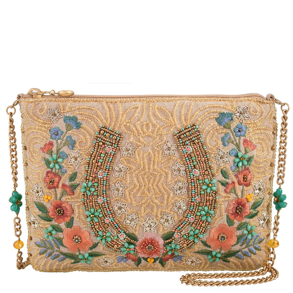 Iron Luck Beaded Horseshoe and Floral Crossbody Bag